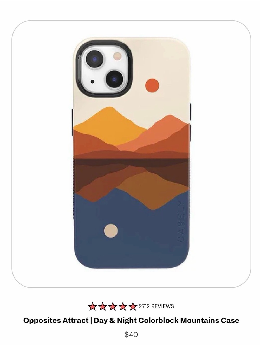 NWOT Casley iPhone 11 Bold Mountain Art iPhone Case - Navy, Orange & White